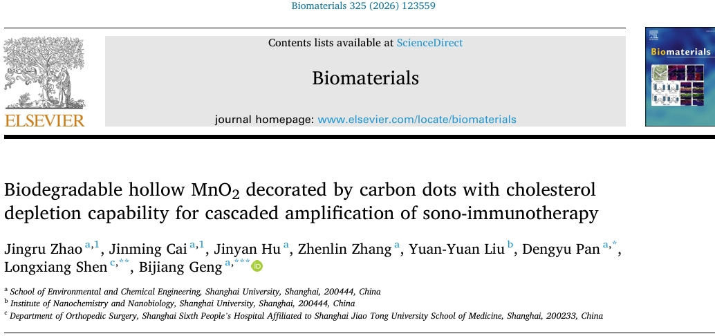 具有胆固醇耗竭能力的碳点装饰的生物降解空心MnO2，用于级联放大声免疫疗法